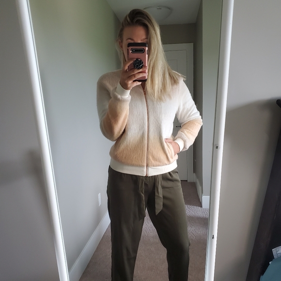 Fuzzy Peach Ombre Bomber by Anthropologie - Picture 3 of 4